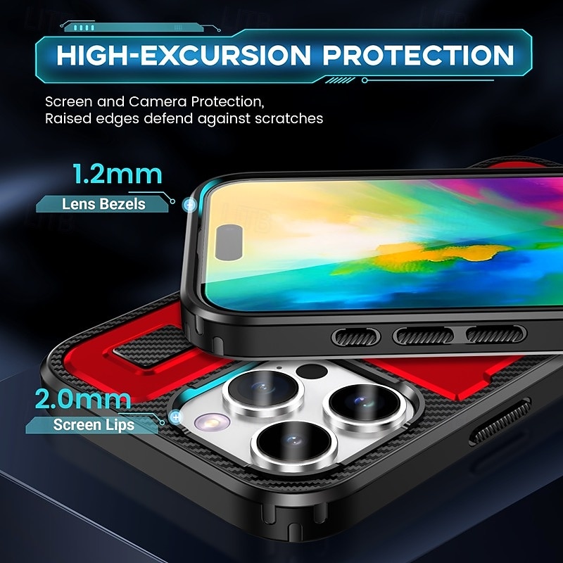 Phone Case For iPhone 16 15 14 Pro Max Plus 13 12 Pro Max Back Cover Ring Holder Shockproof Retro TPU PC 2025 - $9.99 –P6