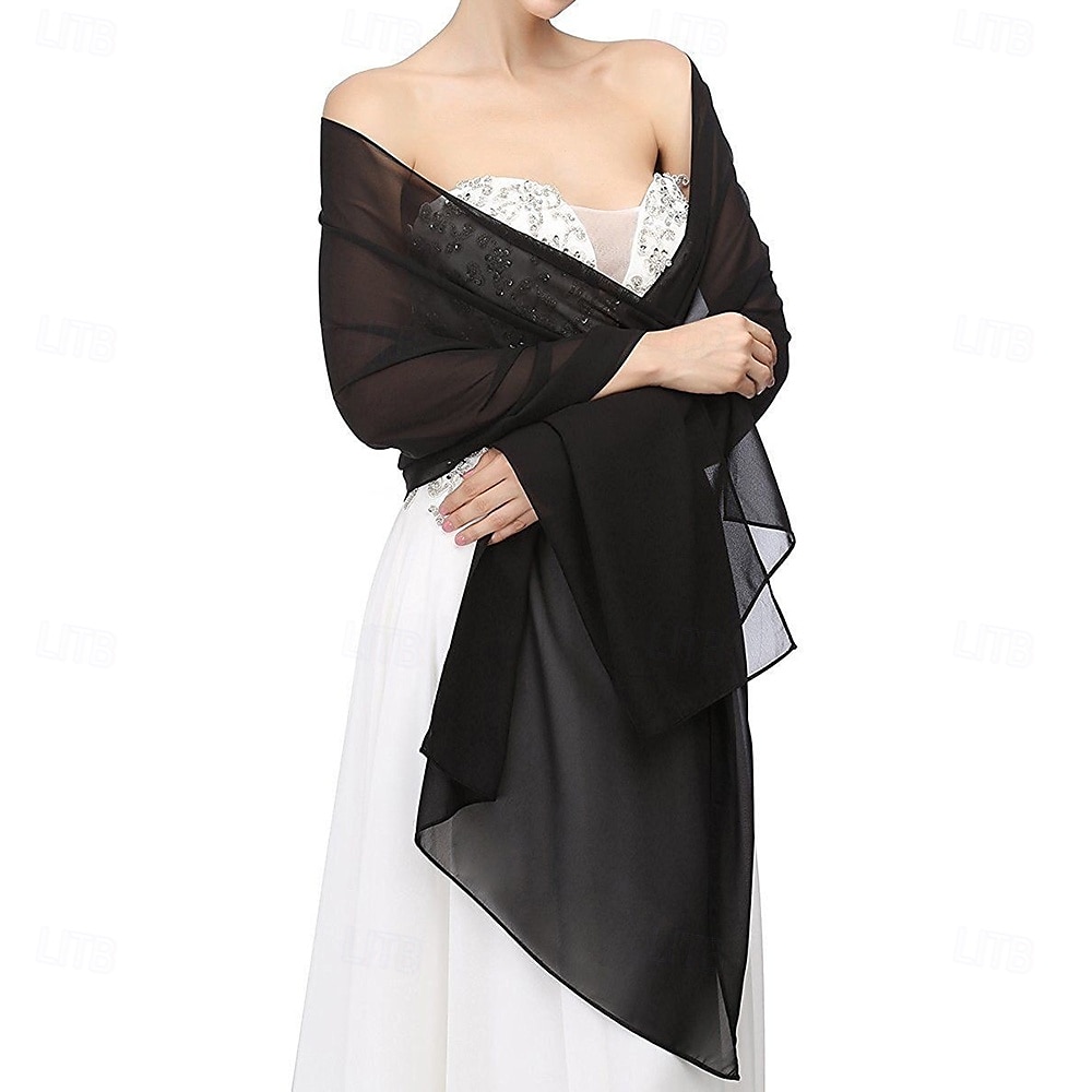 Damenumhang Elegant Ärmellos Chiffon Hochzeit Schals Mit Unifarbe Für Party Frühling & Sommer 2025 - $5.99 –P3