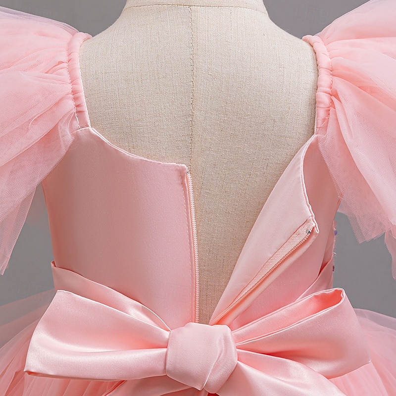 Kids Girls' Party Dress Sequin Sleeveless Wedding Special Occasion Sequins Ruched Zipper Adorable Sweet Polyester Asymmetrical Party Dress Tulle Dress Summer Spring Fall 4-12 Years Pink Purple Green 2025 - $29.99 –P5