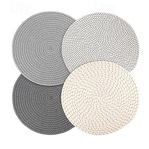 Lot de 4 sets de table tissés en corde de coton – sets de table modernes résistants à la chaleur, sous-verres faits à la main, dessous de plat en argile, protection de table à manger, maison simple de 2025 ? $15.49 –P7