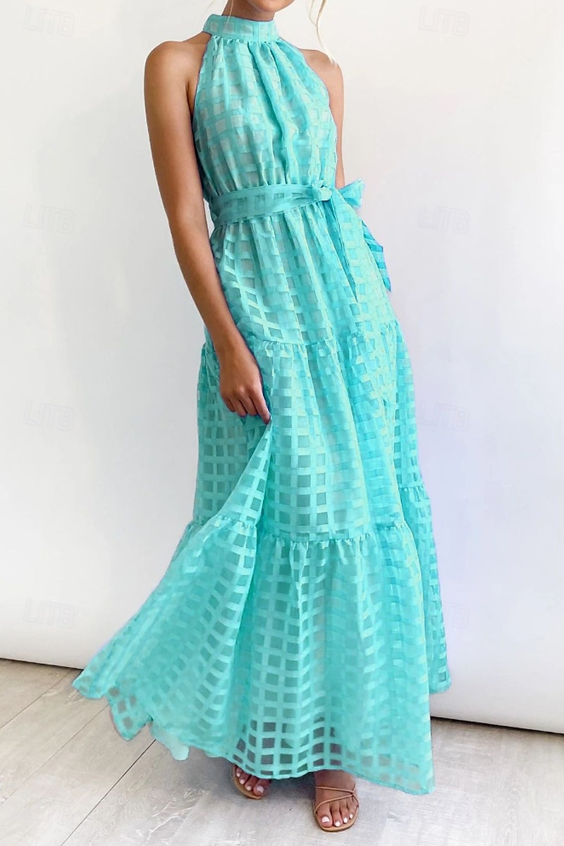 Femmes Robe Longue Maxi Robe Robe de remise des diplômes Robe à col licou Mode Moderne Fête Remise des Diplômes Date Coupe régulière Uni Sans manches Col Halter Cyan Noir Violet Claire Vert Été de 2025 ? $27.99 –P20