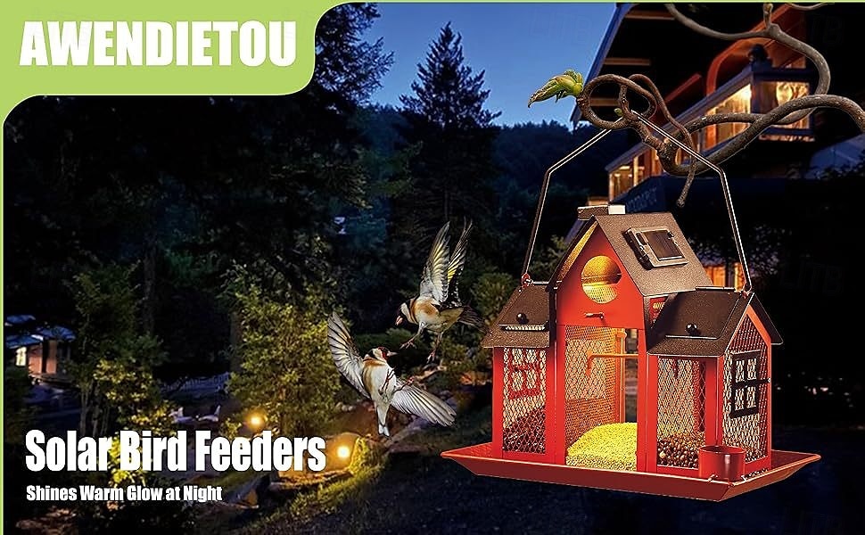 Solar Bird Feeders for Ourside,Bird House Squirrel Proof Feeder,Hanging Metal Mesh Wild Window Large Finch Cardinal Feeder Nest Houses,Bird Outdoors and Garden Decoration 2025 - $39.99 –P3