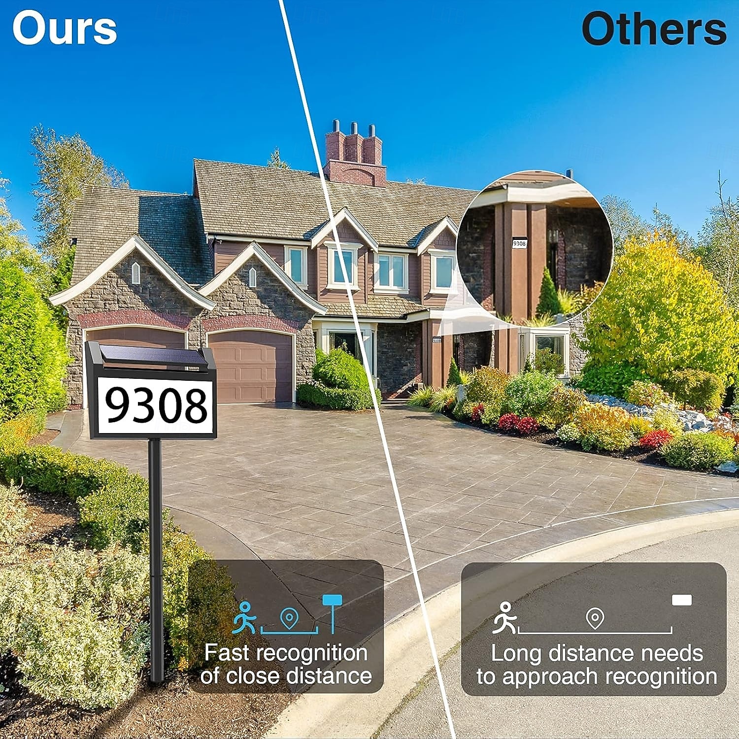 Solar Address Lights LED Illuminated Outdoor Address Plaque with Smart Control 3-Color in 1 Waterproof Solar Powered House Number Light with Stakes for Outside Home Yard Street House 1PC 2026 - $60.99 –P5