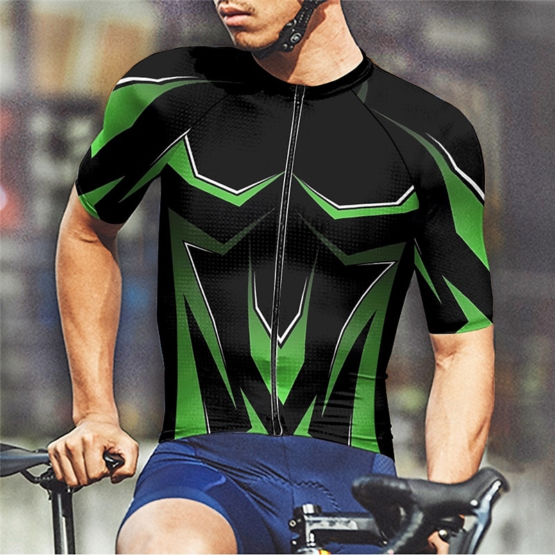 Homme Maillot Velo Cyclisme Manche Courte Cyclisme Tee-shirt Maillot avec 3 poches arrière VTT Vélo tout terrain Respirable Séchage rapide Conception anatomique Mèche Bleu Vert Des sports Vêtement de 2025 ? $25.99 –P1