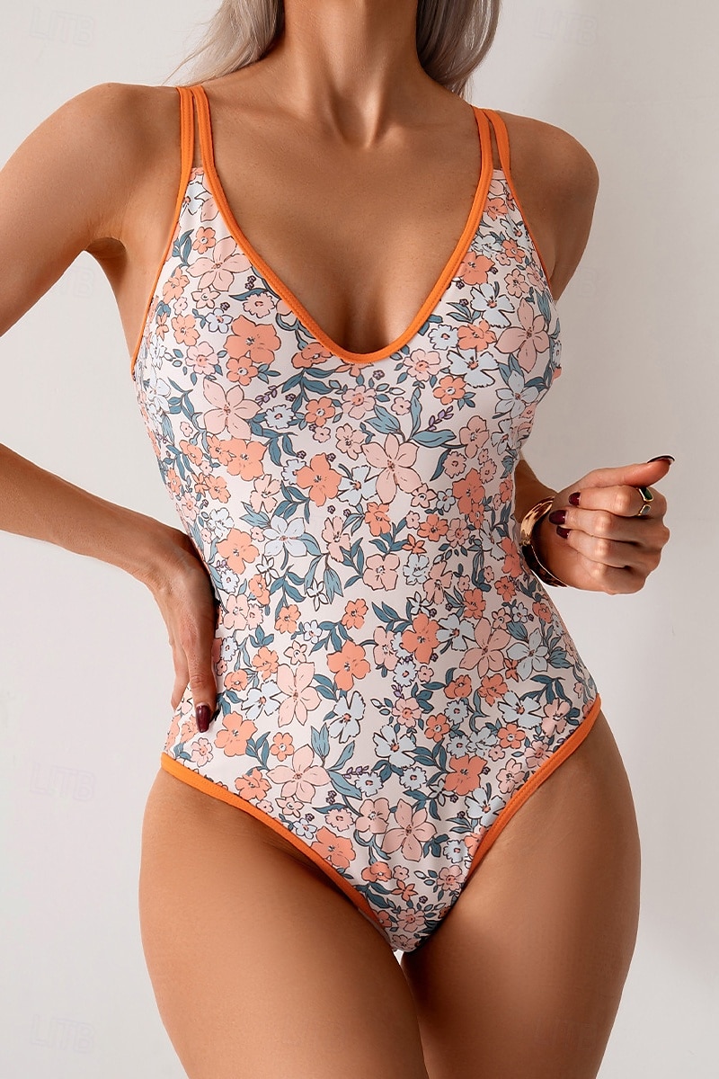Femmes Maillots de Bain Une Pièce Maillot de bain Dos nu Tenues de plage Été Léopard Fleur Fil en V Sans manches Maillots de bain de 2025 ? $22.99 –P3