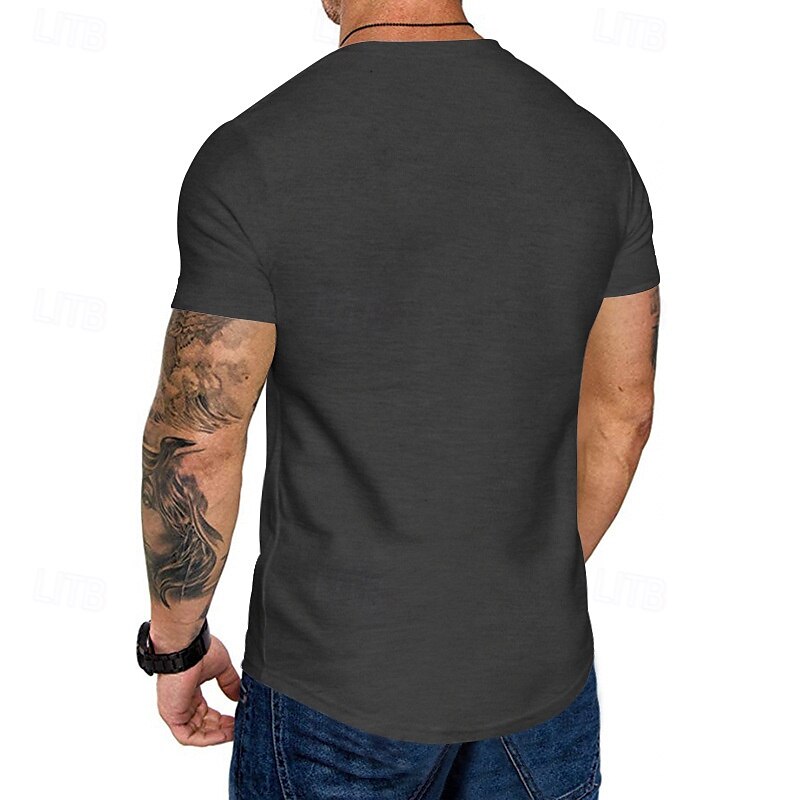 Herren T Shirt T-Shirt Kurzarmshirt Kurzarm Rundhalsausschnitt Sommer Einfach Mode Designer Basic Klassisch Urlaub Straße Ausgehen Schwarz Khaki Hellgrau Top T-Shirt für Herren 2025 - $15.49 –P18