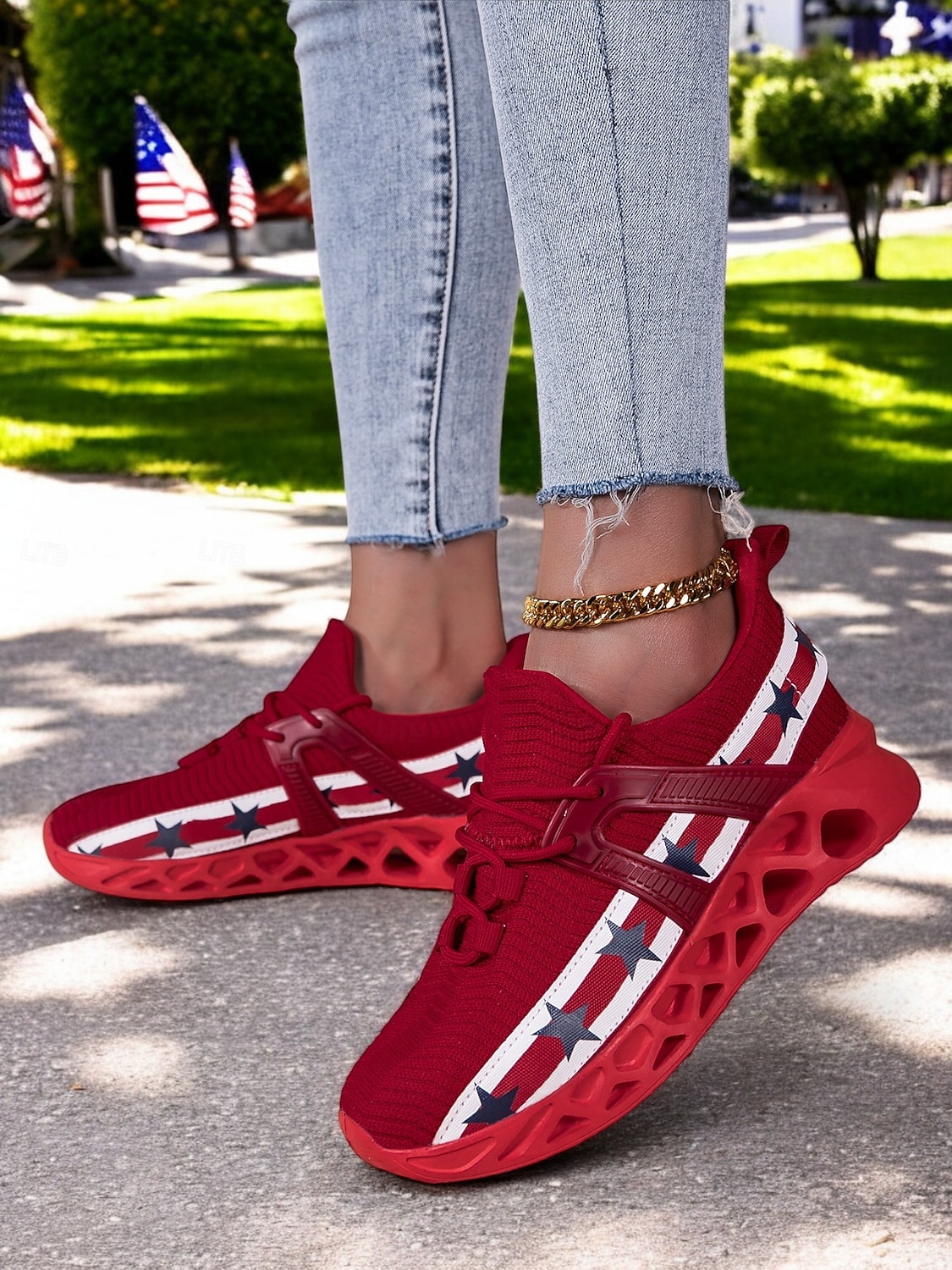 Damen-Sneaker mit Blade-Sohle zum Unabhängigkeitstag – patriotische Laufschuhe mit amerikanischer Flagge für Sport und Freizeit 2025 - $29.99 –P3
