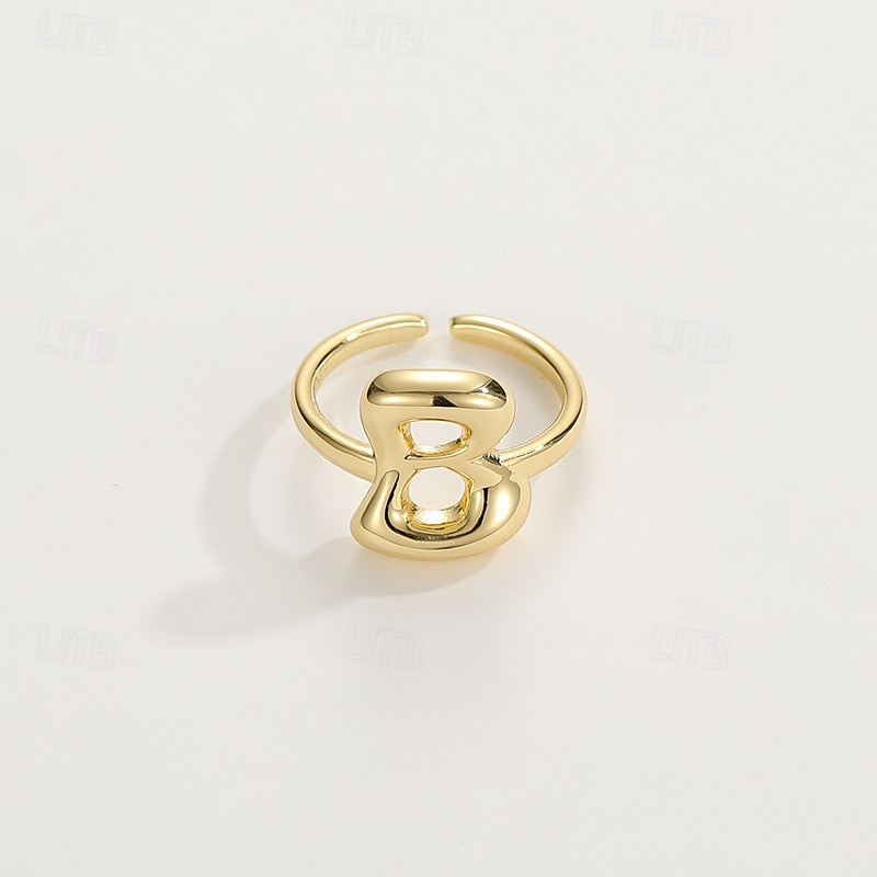 anello con lettera personalizzata, regalo per la mamma, anello con alfabeto regolabile placcato oro 18k, finitura liscia, anello iniziale a fascia aperta, gioielli eleganti per le donne del 2025 a $4.99 –P23