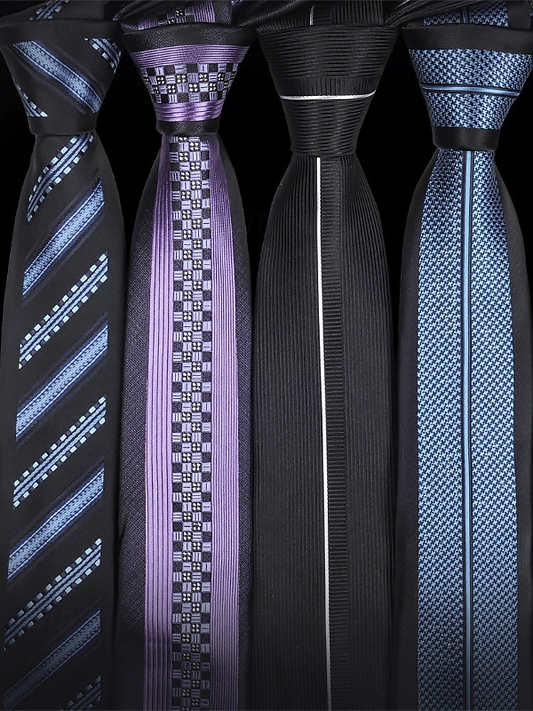 Cravate étroite de 6 cm pour homme - motif à rayures, fleurs, carreaux, élégante cravate en soie tissée pour les affaires, les mariages et les événements formels de 2025 ? $11.99 –P3