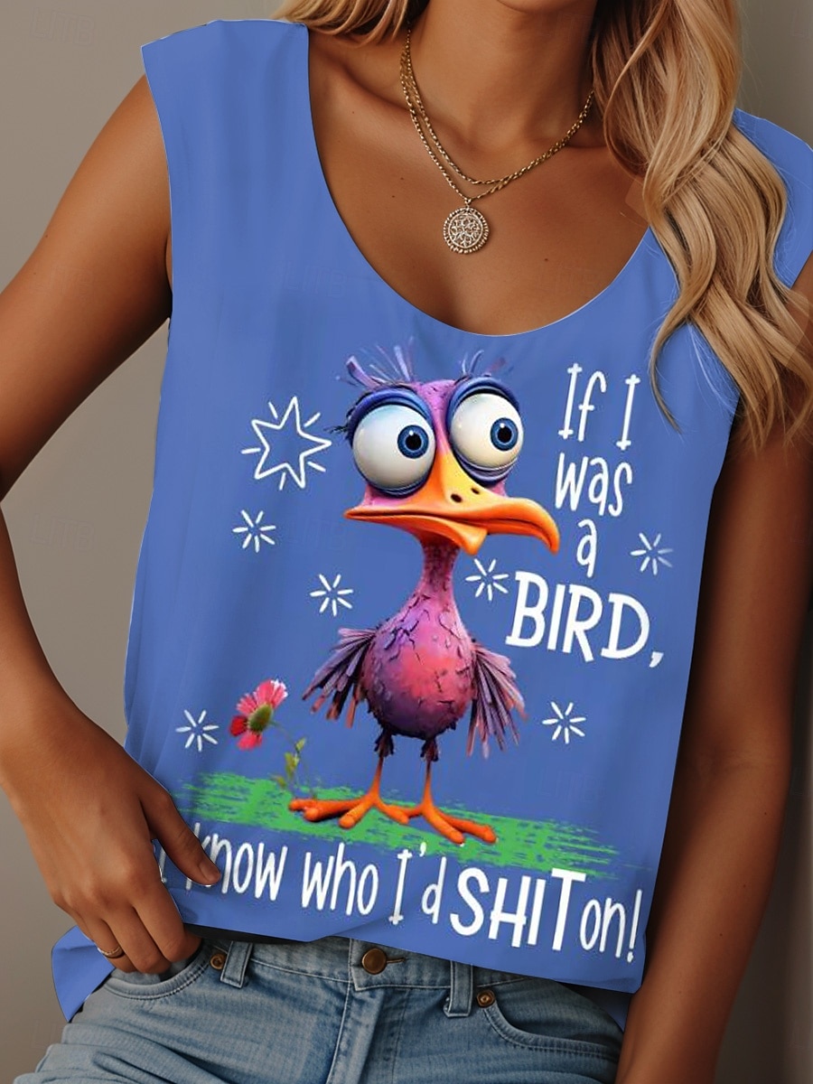 Pentru femei Camisole Tank Top Grafic Scrisă graffiti Zilnic Casual Fără manșon Stil Nautic Scoateți gâtul Topuri obișnuite Zilnic Imprimeu Negru Alb Roz Îmbujorat Albastru piscină Mov Vară Bird 2025 - $19.99 –P6