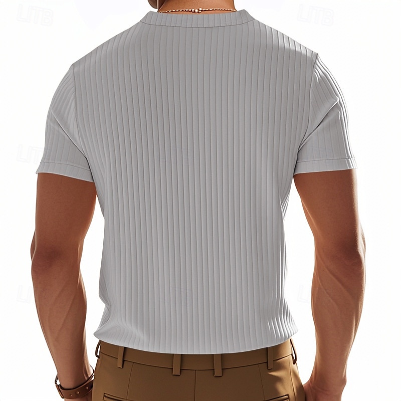 Hombre Camiseta con botones Camiseta Henley Shirt Tee Manga Corta Henley Verano Primavera Plano Moda Design Básico Jacquard Vacaciones Calle Noche Negro Blanco Rojo Camiseta superior para hombre 2025 - $20.99 –P14