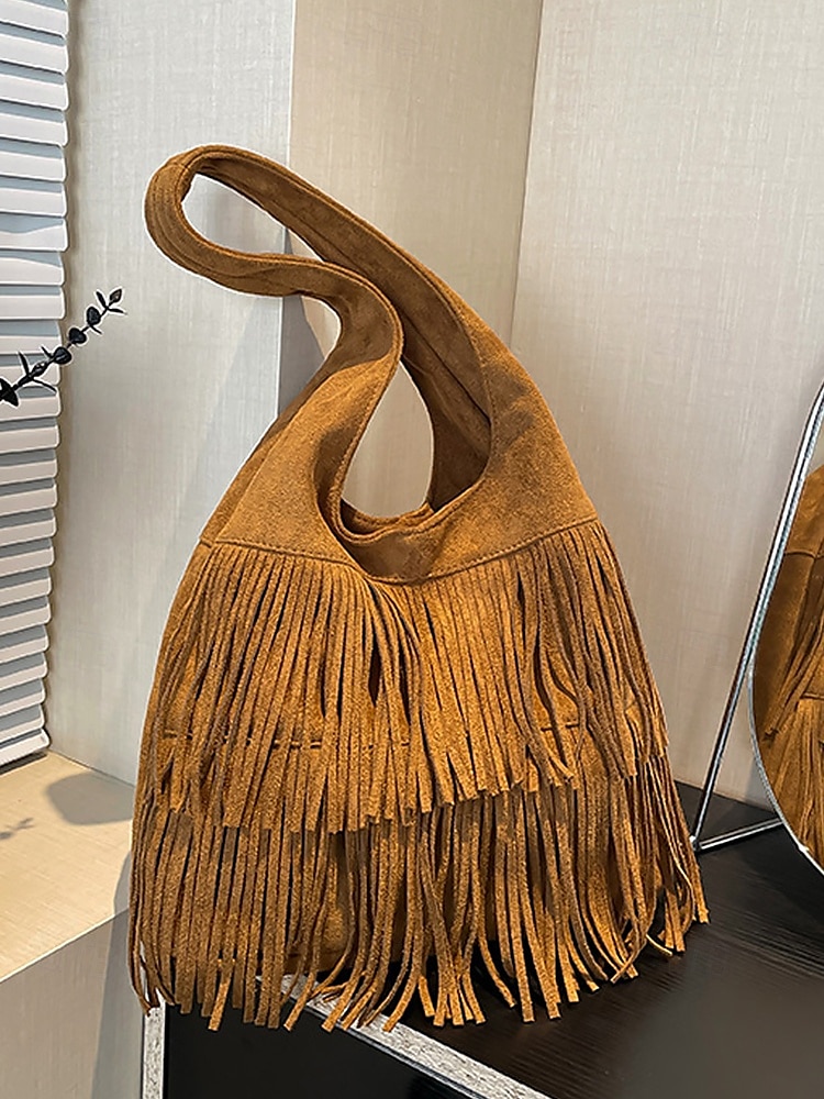 Women's Boho Fringe Shoulder Bag Hobo Handbag – Vintage Faux Suede Handbag for Music Festivals, Casual Outings & Travel 2025 - $24.99 –P6