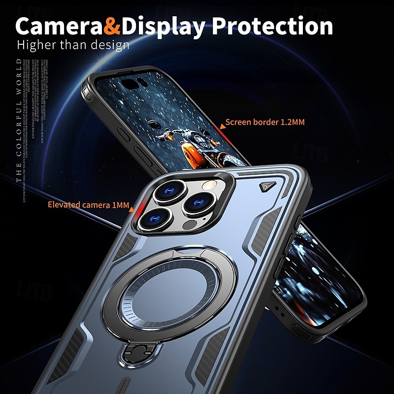 Phone Case For iPhone 16 Pro Max Plus iPhone 15 Pro Max Plus iPhone 14 13 12 Pro Max Plus Back Cover with Stand Holder Magnetic Support Wireless Charging Retro TPU PC 2025 - $19.99 –P9