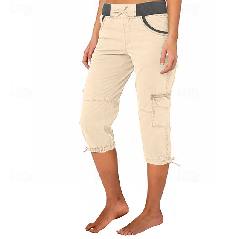 Per donna Pantaloni capri Pantaloni da paracadute Moda Streetwear Lunghezza al polpaccio Naturale Blocco di colori Coulisse Tasca Comodo All'aperto Confortevole Streetwear Uscire Rosso arancione del 2026 a $29.99 –P20