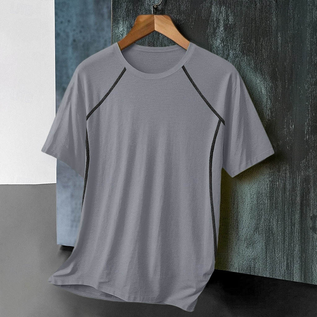 Men's T Shirt Muscle Shirt Moisture Wicking Shirts Short Sleeve Crew Neck Summer Plain Sports Lightweight Sporty Athletic Fitness Gyms Red black White Black Top Tee for Men 2026 - $10.99 –P5
