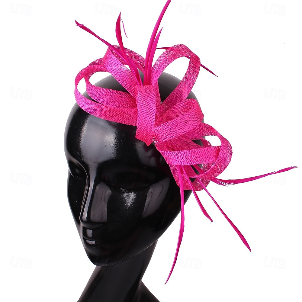 Kopfschmuck Faux Leinen Hochzeits Pferderennen Cocktail Elegant Süß Mit Feder Kopfschmuck Kopfbedeckung 2025 - $31.99 –P10