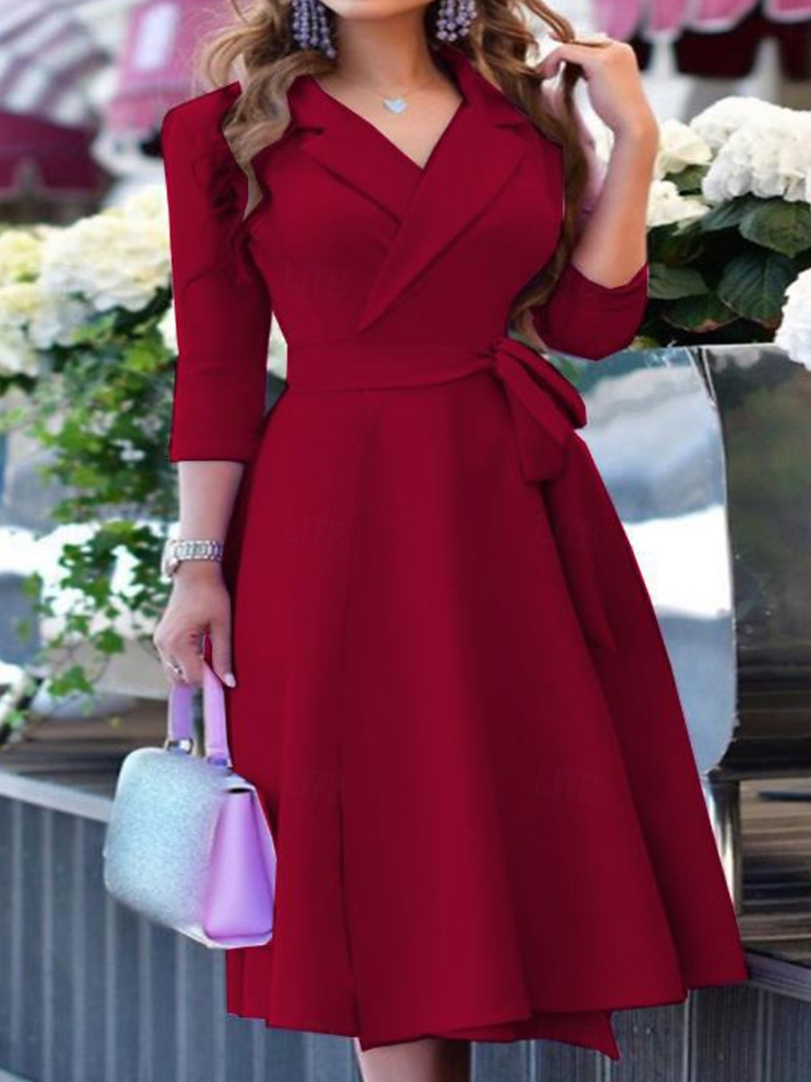Women's Mini Dress Blazer Dress Work Dresses Fit And Flare Dress Basic Casual Vacation Daily Regular Fit Graphic Long Sleeve Lapel Black Pink Wine Blue Summer 2025 - $41.99 –P2