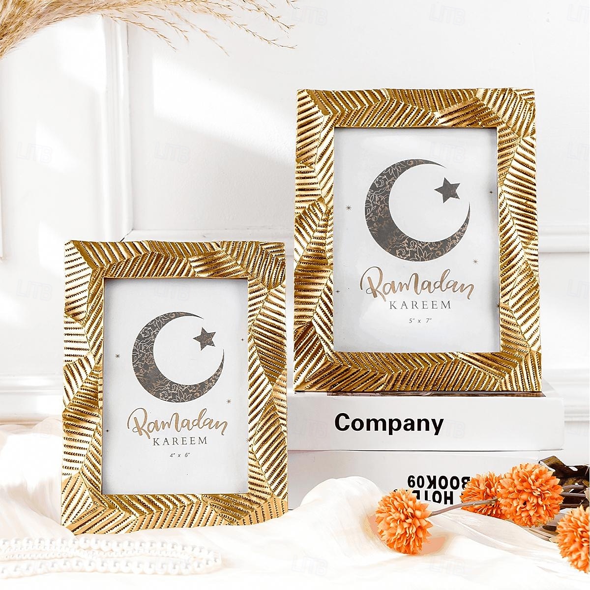 Ramadan Gold Resin Photo Frame, Vintage Picture Frame 4x6, 5x7, 6x8 Inch, Horizontal and Vertical Display, Islamic Festive Home Decor for Bedroom, Study, Office Desk 2025 - $14.49 –P6