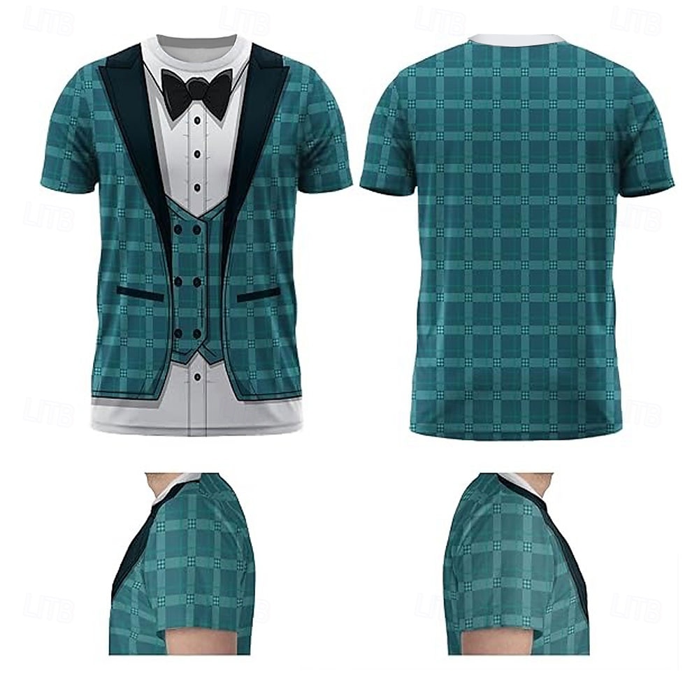 Homme Smoking Costume T shirt Manche Courte T-shirt 3D effet Col Ras du Cou Chemise Exagéré Design Soirée Vacances Bleu Eté Printemps Vêtement Tenue S M L XL XXL XXXL de 2025 ? $17.99 –P3