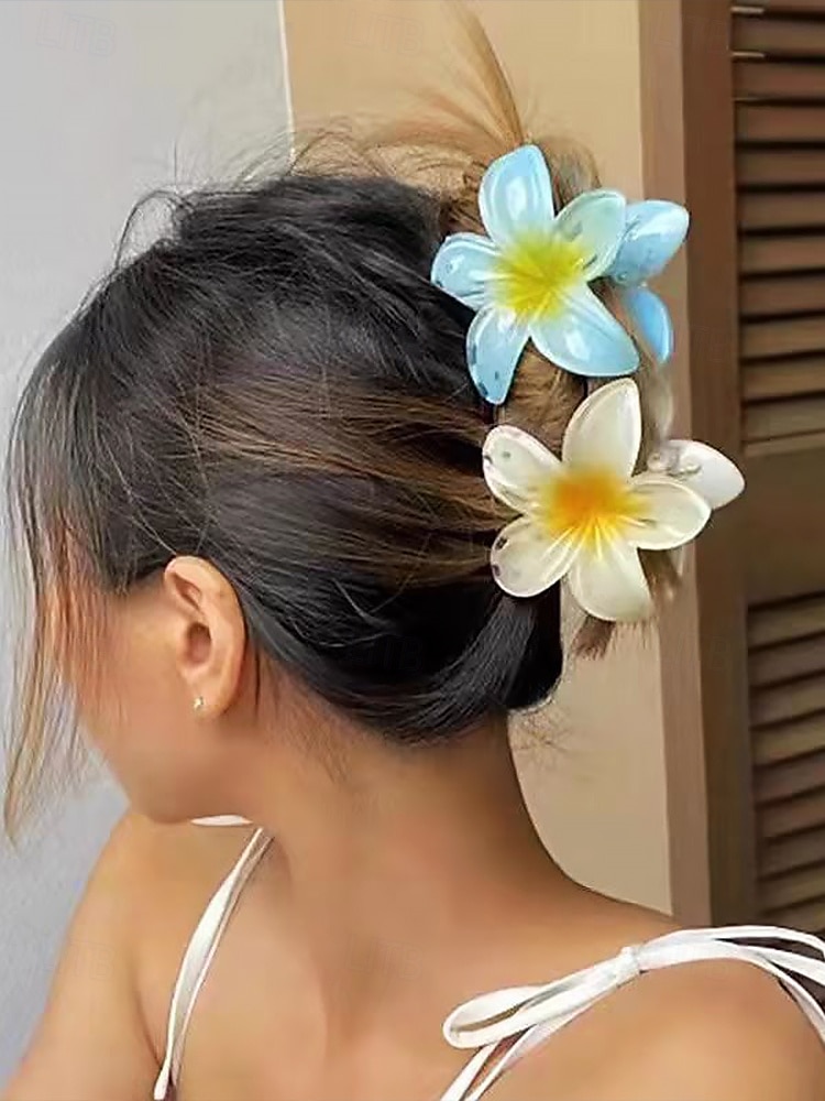 6PCS Hawaiian Plumeria Flower Hair Clips – Tropical Resin Hair Accessories for Women & Girls, Beach Wedding, Luau Party & Summer Vacation Styling 2025 - $11.99 –P3