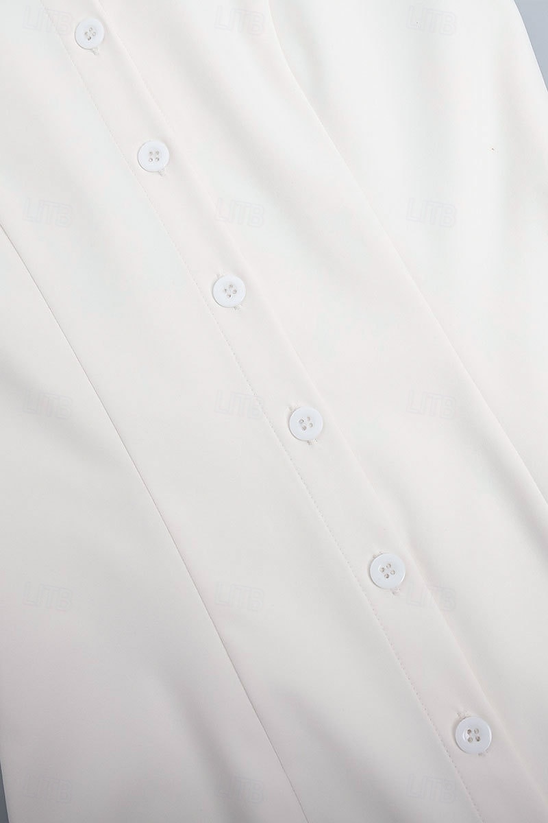 Pentru femei Rochii Midi Rochie albă Rochie de absolvire Modă Zi de Naștere Concediu Absolvire Fit regulat Simplu Fără manșon Guler Cămașă Negru Alb Vară 2025 - $32.99 –P13