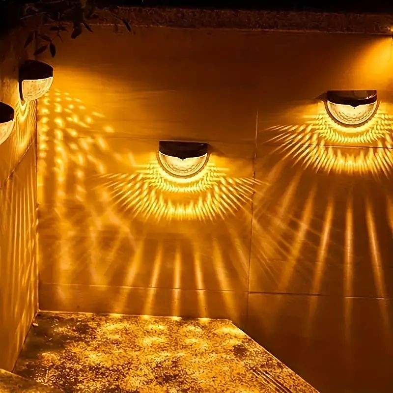 4 pezzi luce da parete solare impermeabile per esterni cortile giardino recinzione scala parete balcone recinzione illuminazione luce bianca luce calda radiante del 2025 a $16.49 –P6