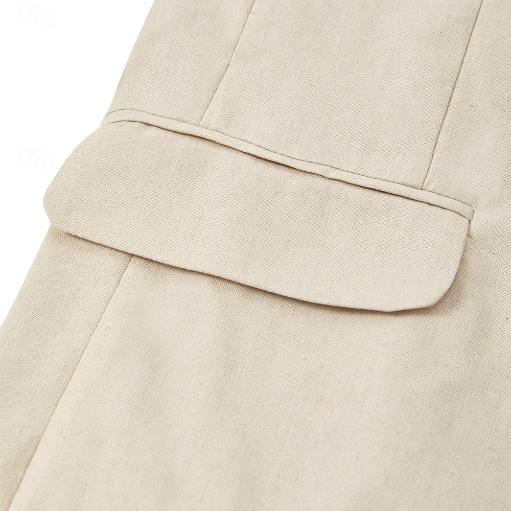 Abiti da uomo in lino, bianchi, semi-foderati, leggeri, casual, estivi, tinta unita, vestibilità standard, 2 pezzi, monopetto, un bottone del 2025 a $125.99 –P5