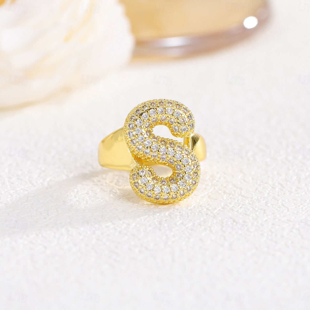 Personalized Letter Ring, Gift for Mom, 18K Gold Plated Adjustable Ring, Copper with Zircon, Open Band Initial Ring, Elegant and Stylish Jewelry for Women 2025 - AU $6.89 –P12