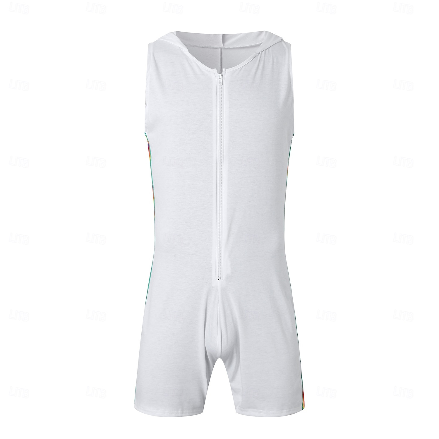 Men's Bodysuit T-shirt Suits Tank Top and Shorts Sleeveless Crew Neck Summer Color Block Sexy One-piece Hooded Vacation Daily Wear Activewear Black White Top Tee for Men 2026 - $25.99 –P4