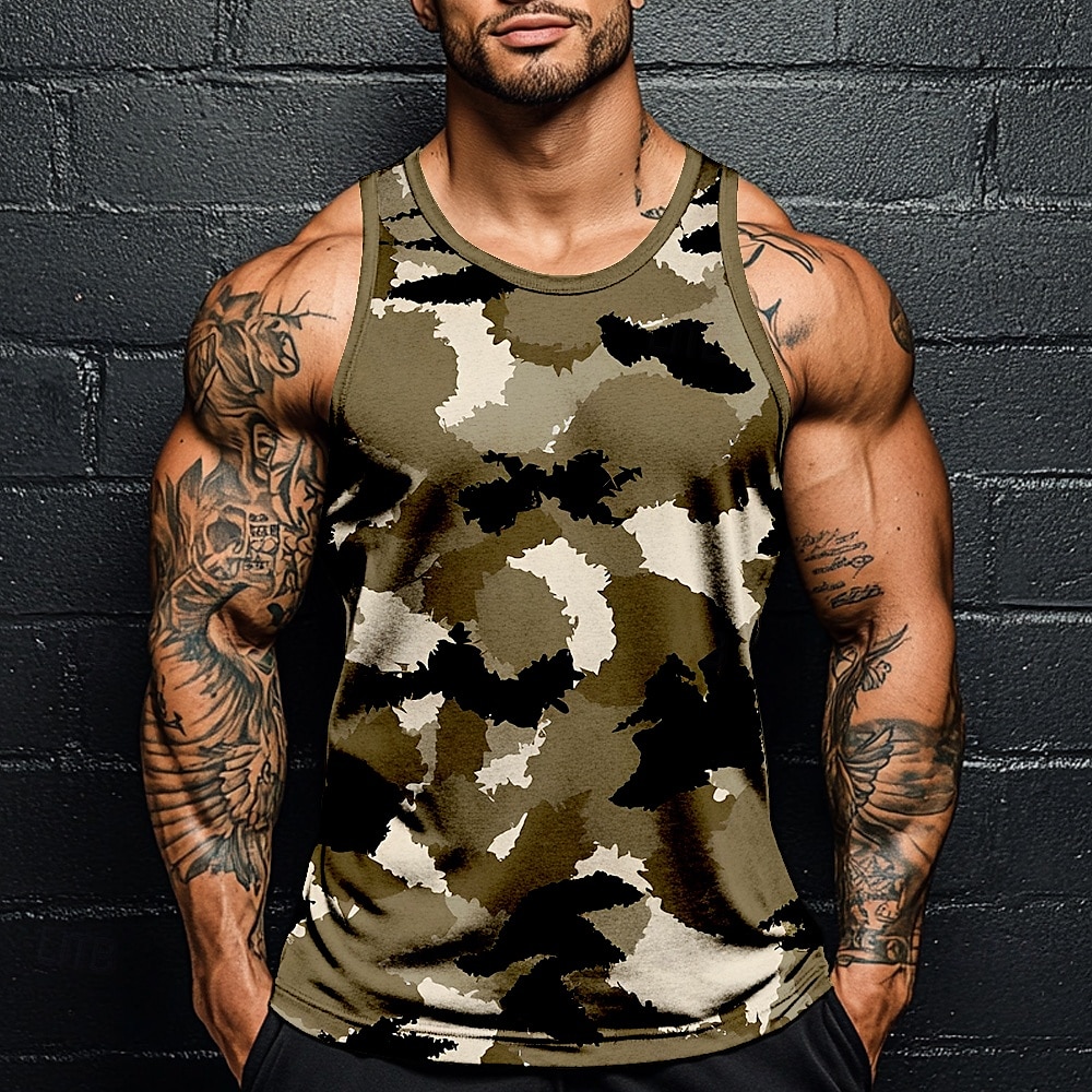Men's Camo Camouflage T Shirt Vest Top Sleeveless T shirt 3D Print Crew Neck Shirt Vacation Casual Hawaiian Holiday Green 1# Green 2# Blue 2# Summer Spring Clothing Apparel S M L XL XXL XXXL 2025 - $17.49 –P3