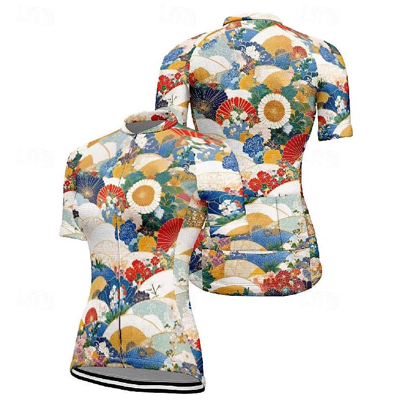 Damskie Koszulka rowerowa Kwiat Krótki rękaw Rower Tee Tshirt Dżersej z 3 tylnymi kieszeniami Kolarstwo górskie Szybkie wysychanie Anatomiczny kształt Odprowadzające wilgoć Oddychający Sport 2026 - $23.99 –P5