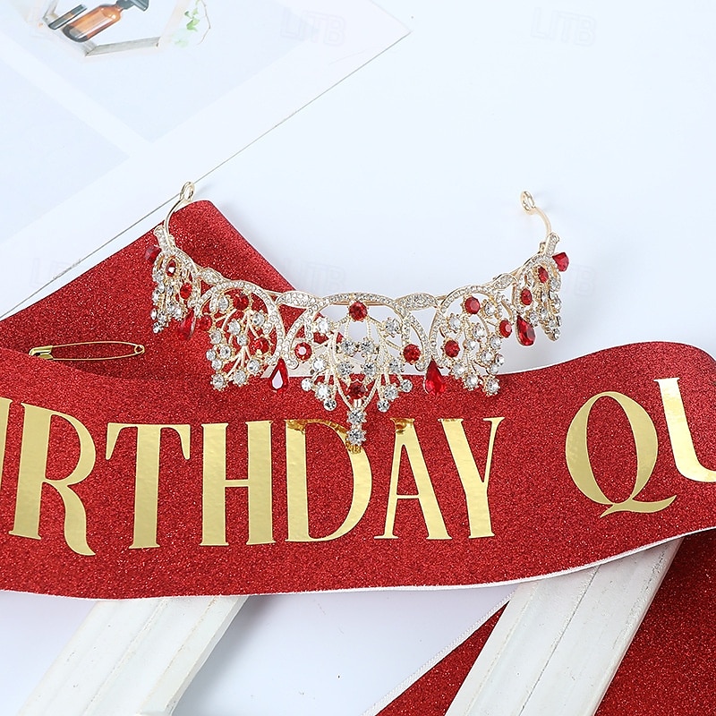 Birthday Party Crown and Sash 2-Piece Set - Multicolor 'Birthday Queen' Combination Pack 2025 - $11.99 –P3