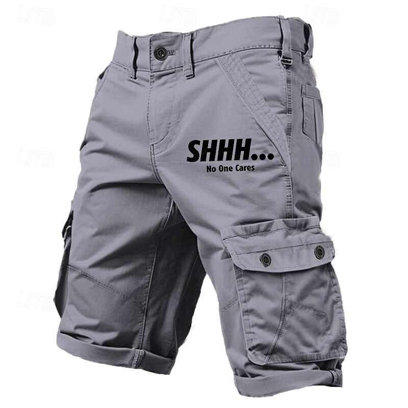 Men's Letter Printed Funny Cargo Shorts Work Shorts Mid Waist Classic Casual Outdoor Camping & Hiking Multiple Pockets Designer Clothing Apparel 2025 - $30.99 –P4
