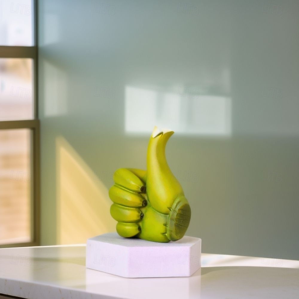 Resin Thumbs Up Ornament, Banana-Inspired Handicraft Statue, Inspirational Gesture Decor for Home Office, Desktop Display Figurine 2025 - $23.99 –P4