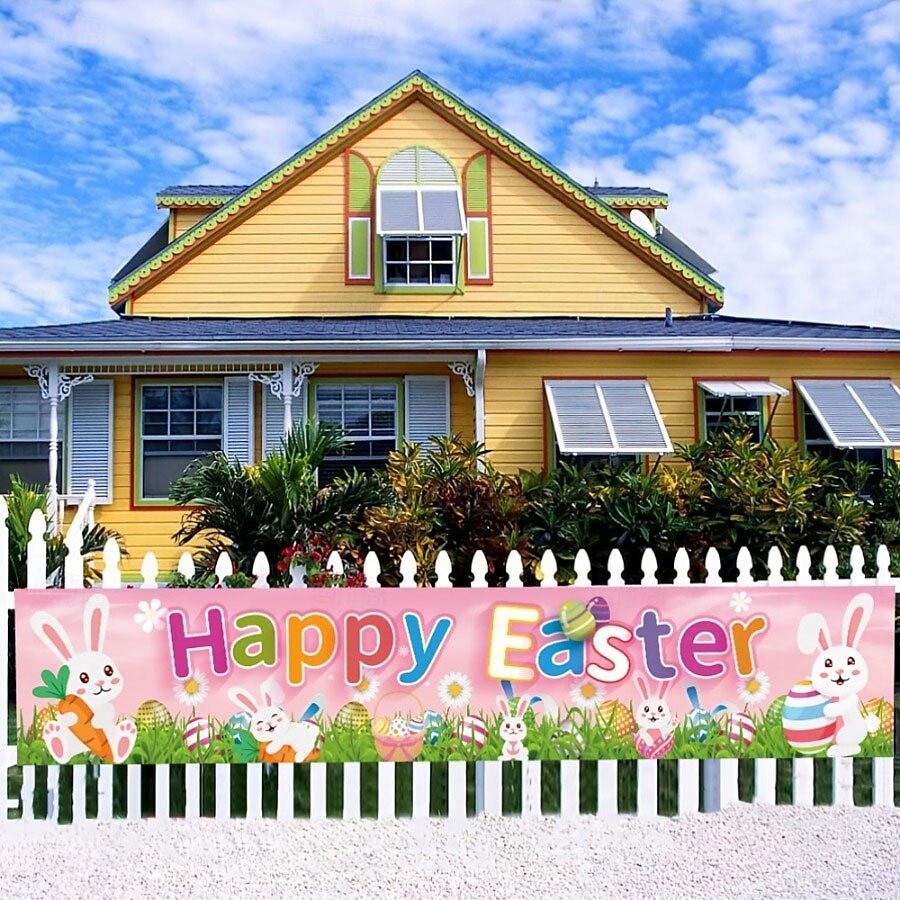 Pancarta de Pascua para exteriores, decoración de jardín, sombrilla, barbacoa, suministros para fiestas, decoración navideña, reuniones en interiores 2025 - $8.99 -P3