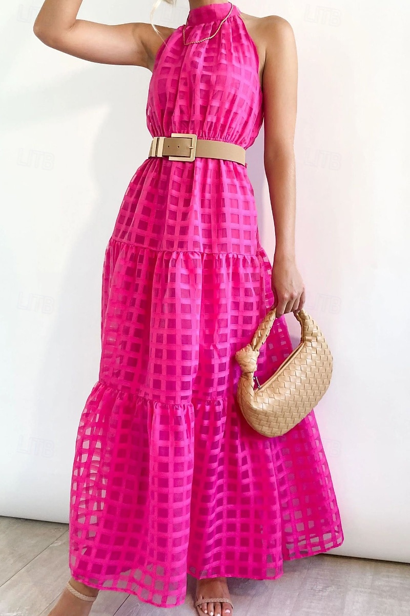 Femmes Robe Longue Maxi Robe Robe de remise des diplômes Robe à col licou Mode Moderne Fête Remise des Diplômes Date Coupe régulière Uni Sans manches Col Halter Cyan Noir Violet Claire Vert Été de 2025 ? $27.99 –P7