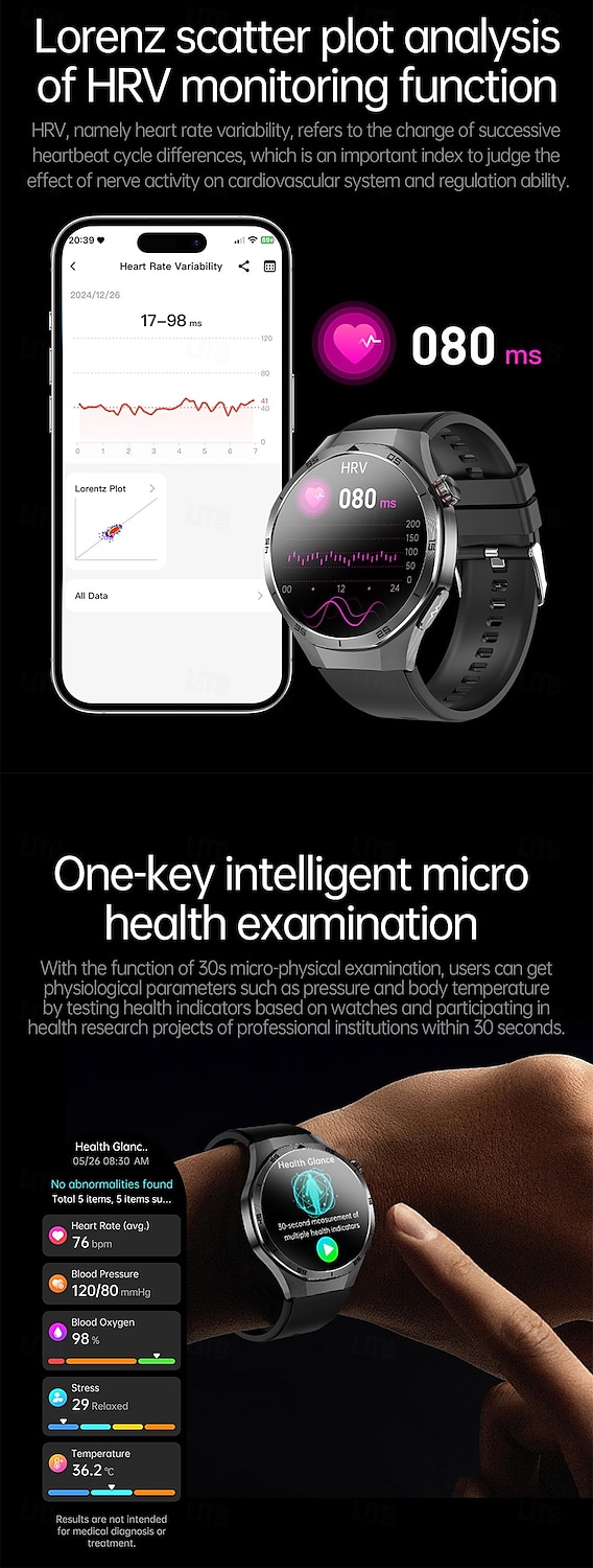 iMosi ET456 Smart Watch 1.56 inch Smartwatch Fitness Running Watch Bluetooth ECG+PPG Temperature Monitoring Pedometer Compatible with Android iOS Women Men Hands-Free Calls Waterproof Media Control 2025 - $63.99 –P6