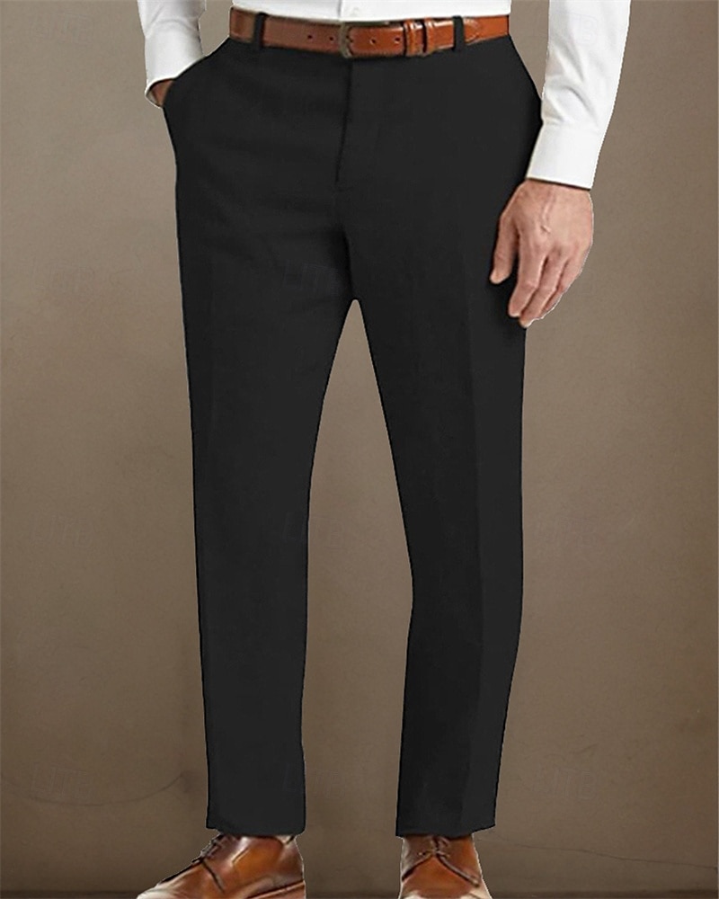 Men's Linen Pants Trousers Summer Pants Beach Pants Pocket Buttons Plain Comfort Breathable Vacation Daily Holiday Hawaiian Boho Black White 2025 - $25.99 –P7