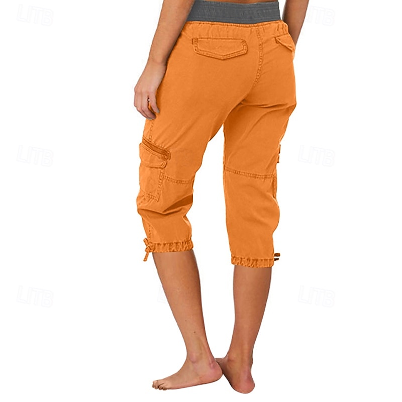 Per donna Pantaloni capri Pantaloni da paracadute Moda Streetwear Lunghezza al polpaccio Naturale Blocco di colori Coulisse Tasca Comodo All'aperto Confortevole Streetwear Uscire Rosso arancione del 2026 a $29.99 –P19