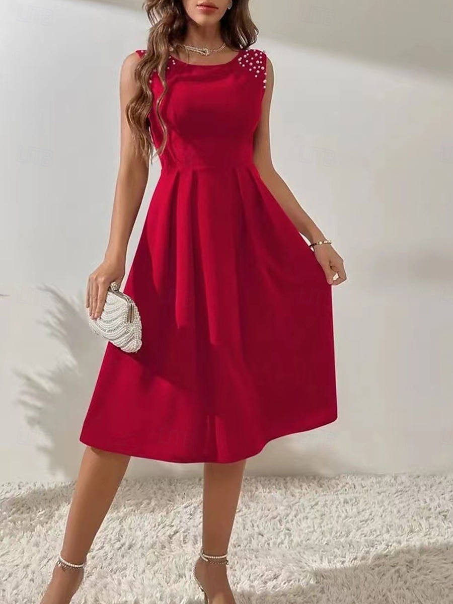 Fit And Flare Mekko Cocktailmekot Juhlamekot Loma Hihaton Tiukka pyöreä kaula-aukko Päivittäin Loma Polyesteri kanssa 2026 - $33.99 –P1