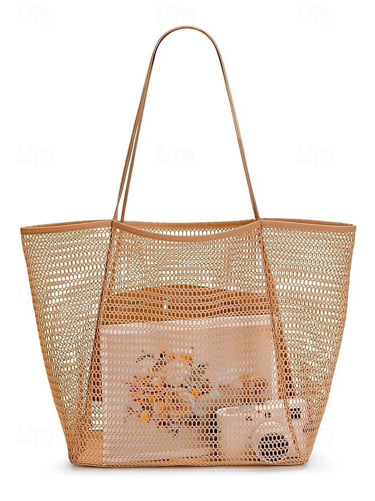 Damen Tragetasche Schultertaschen Netz Einkaufen Alltagstauglich Strand Großes Fassungsvermögen Einfarbig Schwarz Rosa Leicht Grün 2025 - $14.99 –P6