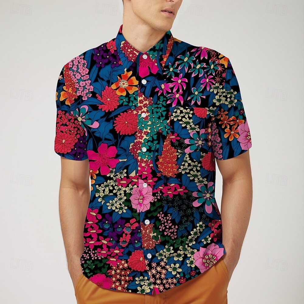 Retro 70. léta Tričko Aloha košile Hippie Disko Květinový Maškarní kostým Pánské Plesová maškaráda Dovolená Párty Pride Parade Dospělé Tričko 2025 - $17.99 –P2