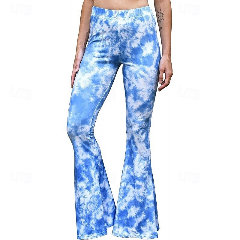 Retro Vintage 1960s Hippie Long Length Dude Funk Bell Bottom Pants Hippie Disco Printing Fit & Flare Women's Carnival Costume Carnival Daily Wear Pride Parade Pride Month Adults' Pants Spring & Summer 2025 - $17.49 –P8