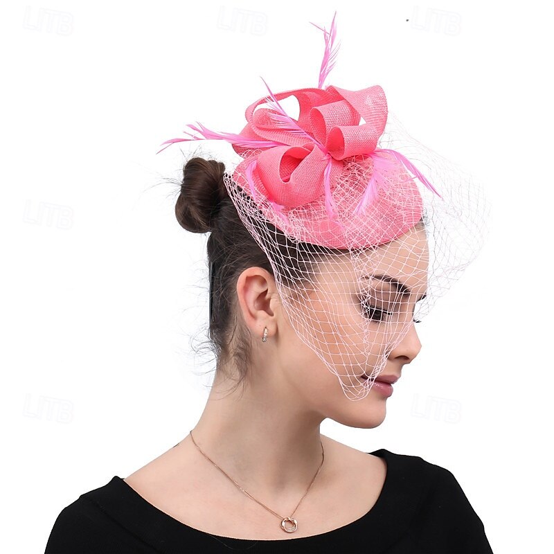 Kopfstück Federn Sinamay Hochzeit Abendgesellschaft Elegant Hochzeit Mit Feder Kopfschmuck Kopfbedeckung 2025 - $20.99 –P2
