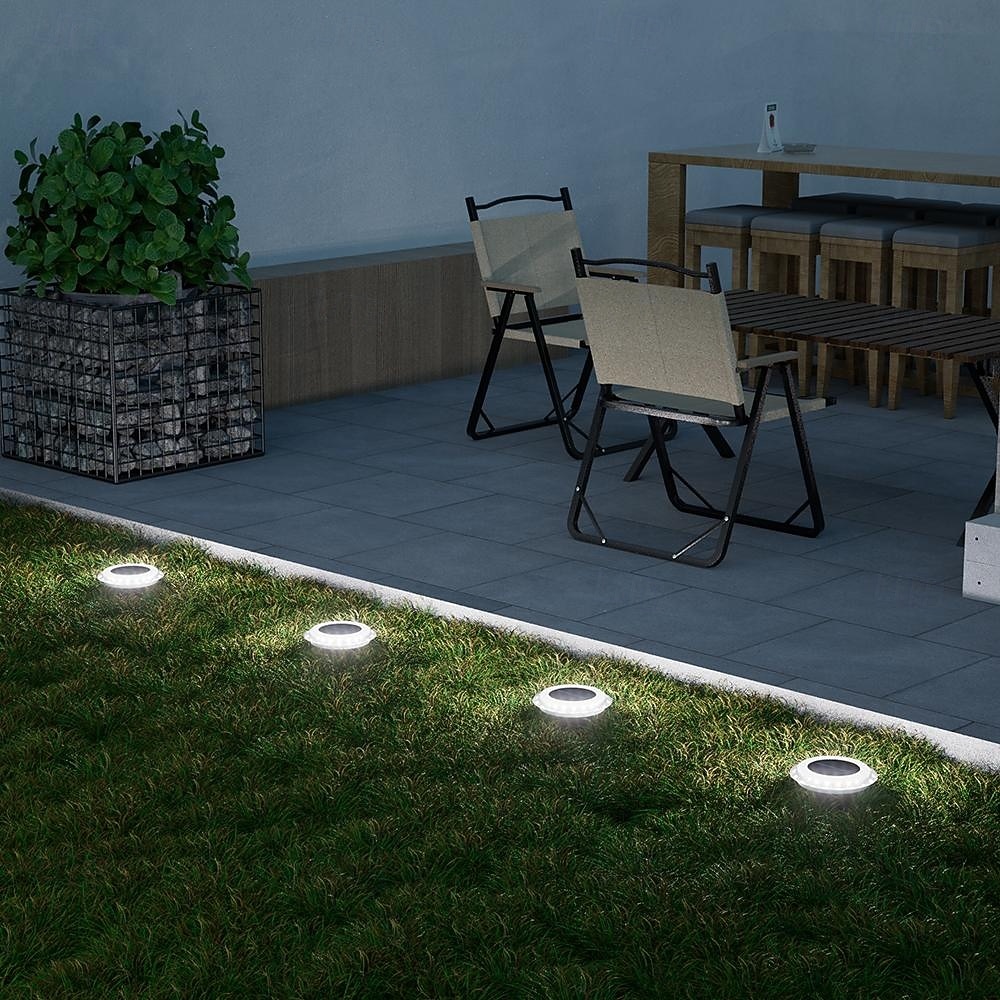 4 יחידות led סולאריות חוץ אורות קרקע אורות ספוט נוף אורות 16 לדים דיסק סולארי אור גן בקרקע אורות מסלול למסלול חצר שביל פטיו תאורת דשא 2025 - $36.99 –P12