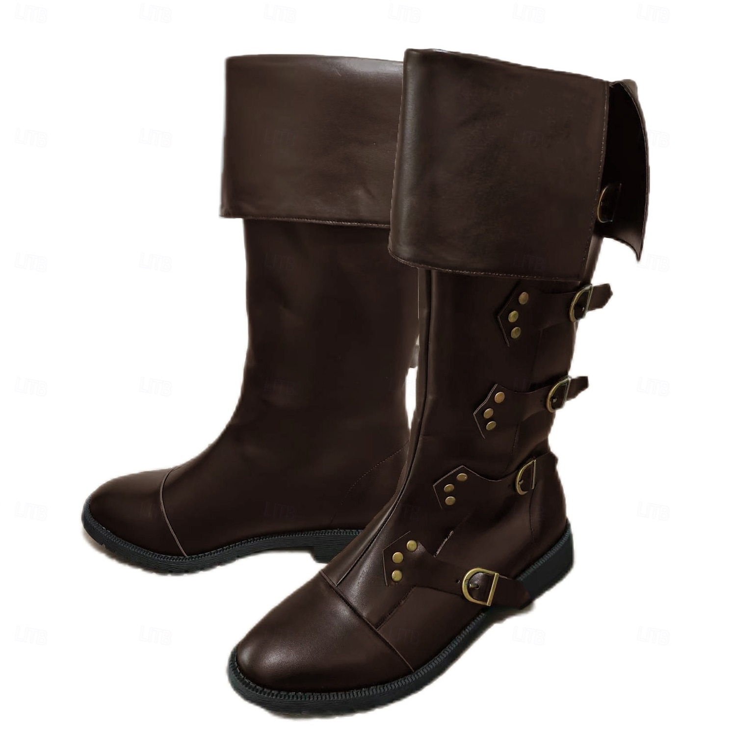 Medieval Renaissance Shoes Knee High Boots Flat Jazz Boots Pirate Viking Crusader Men's Celtic Pirate Halloween Masquerade Performance Party & Evening LARP Adults' Shoes 2025 - $58.99 –P8