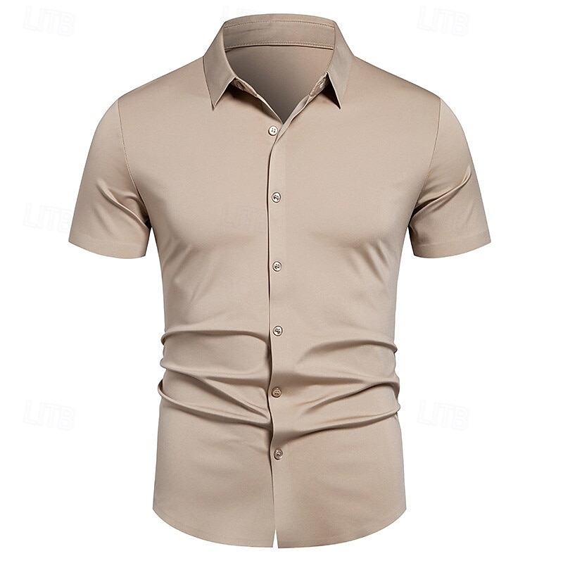 Men's Dress Shirt Button Up Shirt Plain Wedding Party Black White Red Blue Short Sleeve Lapel Spring &  Fall Clothing Apparel 2025 - $24.99 –P6