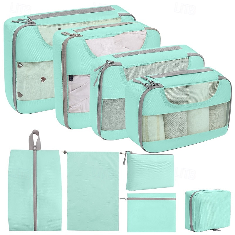 cubi di imballaggio a compressione per viaggi, set organizer per bagagli con design trasparente, articoli da toeletta, cosmetici, accessori digitali, vestiti &borse porta scarpe, salvaspazio del 2025 a $19.99 –P9
