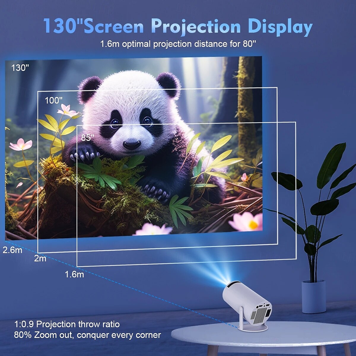 LCD Projector Auto focus Keystone Correction 720P (1280x720) 280 lm Android Compatible with HDMI USB 2025 - $147.99 –P9