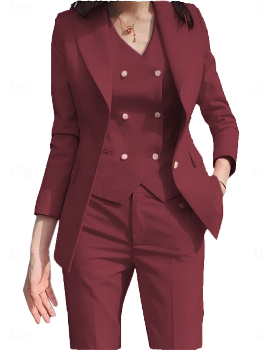 Drei-teiliges Mutter der Braut Kleid Elegantes einfaches Hemdkragen Knöchellang Polyester Langarm mit einfarbig 2025 - $159.99 –P10